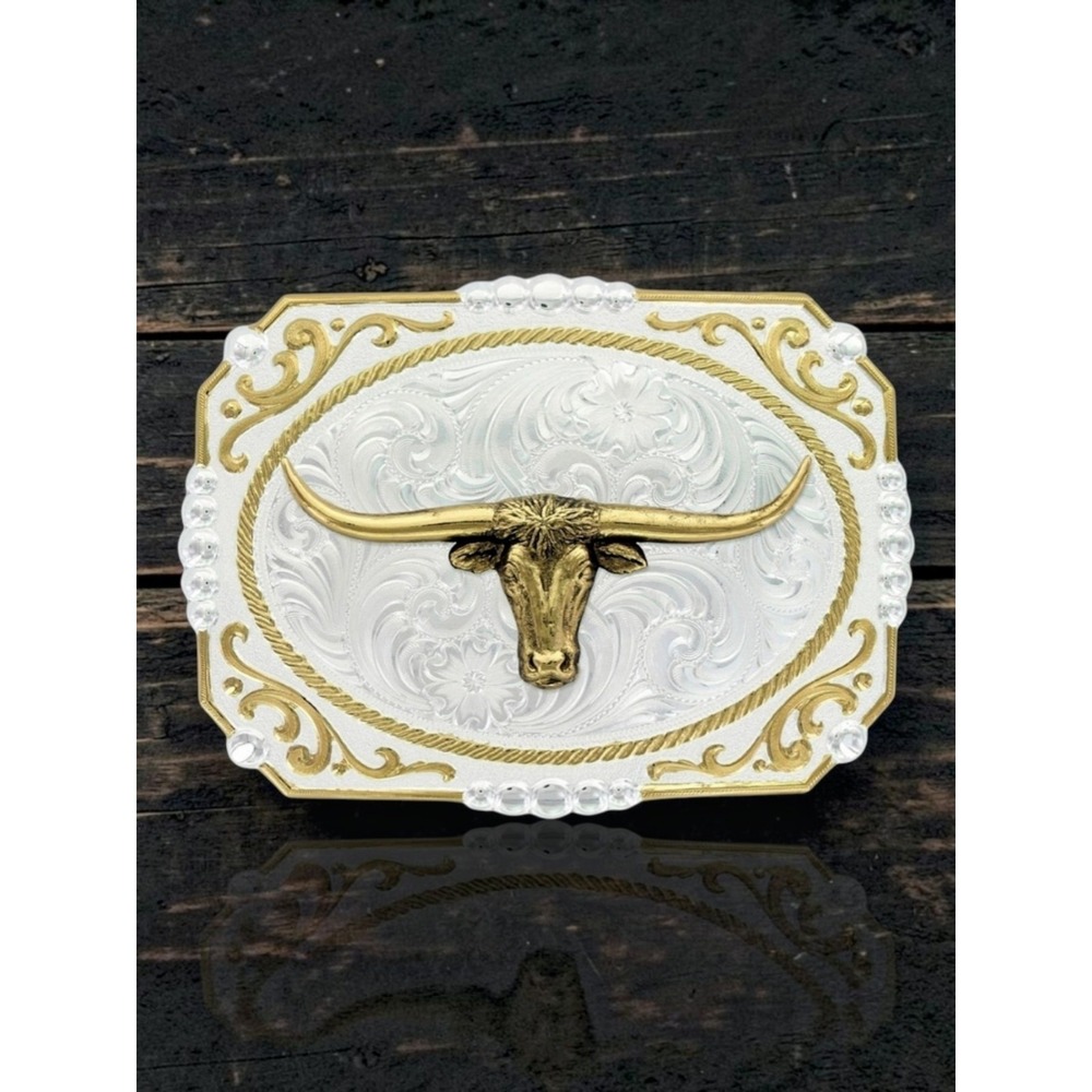 Montana Silversmiths Cowboy Cameo Steer Head Longhorn Buckle Retail $170 NEW